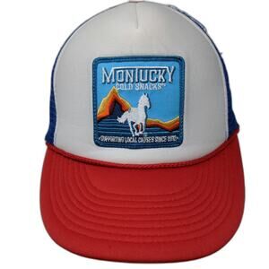 Cobra Trucker Hat White Blue Red One Size Montucky Cold Snacks Foam Mesh Patch